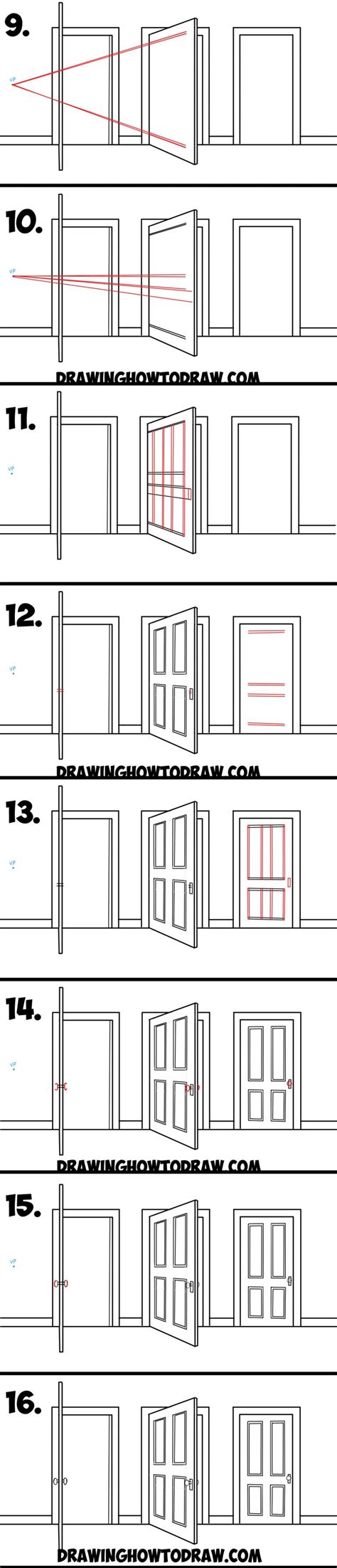 How To Draw Doors Opened Closed In Two Point Perspective Easy Step By Step Drawing