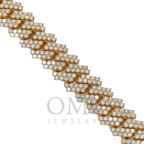 14K GOLD LAB DIAMOND 14MM CUBAN LINK BRACELET 15.95 CT - OMI Jewelry