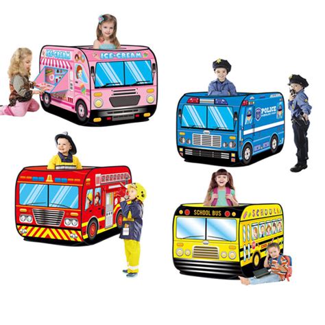 Foldable Game Play House Fire Truck Bus Pop Up Toy Tent Playhouse Cloth