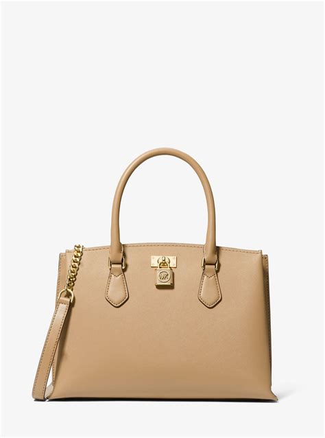 Michael Kors Ruby Medium Saffiano Leather Satchel In Natural Lyst