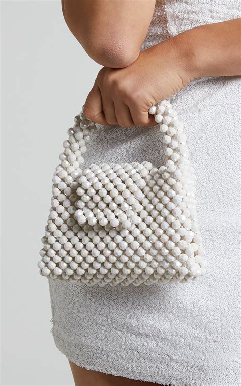 Jaynee Beaded Bag In Pearl Showpo