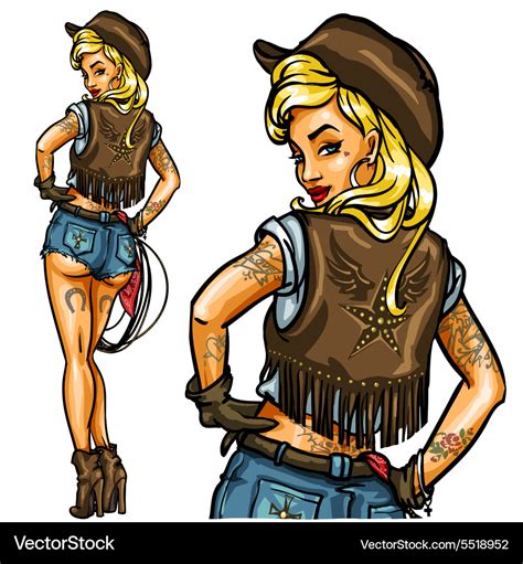 Pin Up Cowgirl Isolated Royalty Free Vector Image