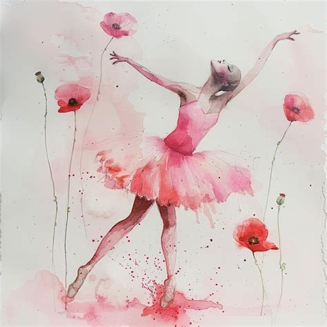 Simplistic Watercolor Ballerina Art Premium Ai Generated Image