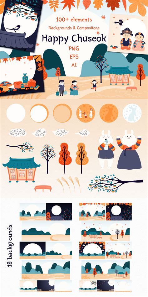 Korean Holiday Chuseok Vector Art, a Seasonal Illustration by sceptical cactus | Korean ...