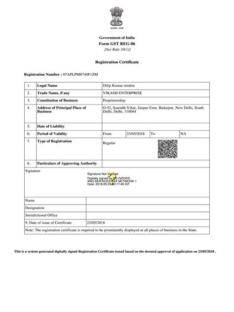 Gst Reg Fill And Sign Printable Template Online Us