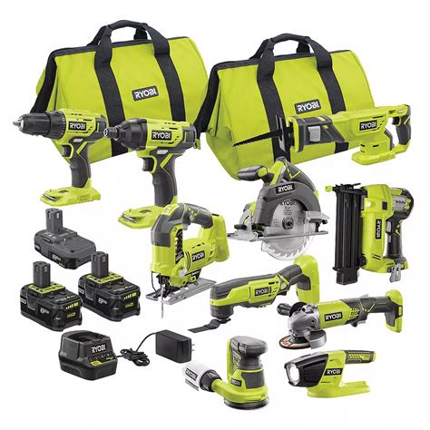 RYOBI 18V ONE+ Lithium-Ion Cordless Combo Kit (10-Tool) | The Home ...