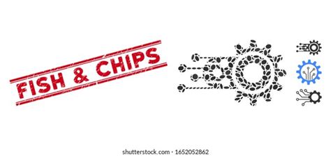 Distressed Red Stamp Seal Fish Chips Stock Vector Royalty Free