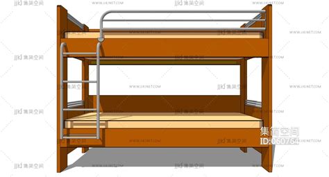 16现代宿舍实木上下铺单人床 2su草图模型下载 【集简空间】「每日更新」