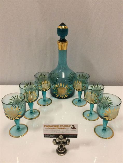 Sold Price Vintage Hungarian Crystal Decanter W Stopper And 6 Matching Glasses Set