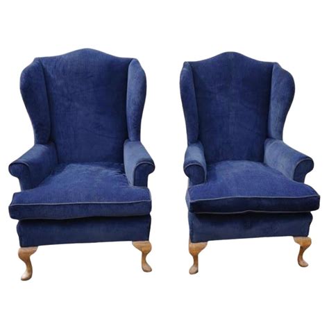 Pair Of Yellow Velvet Wingback Armchairs Circa At Stdibs