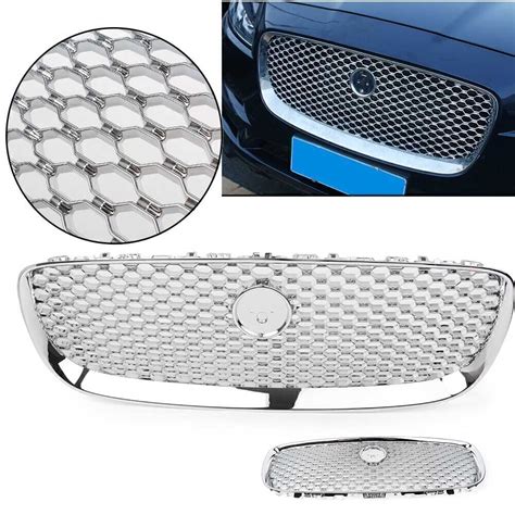 Chrome Front Upper Mesh Grille Grill For Jaguar XF XFR 2016 2017 2018