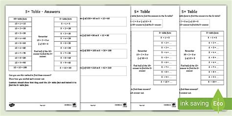 5x Table Worksheet Activity Cfe Resources Twinkl