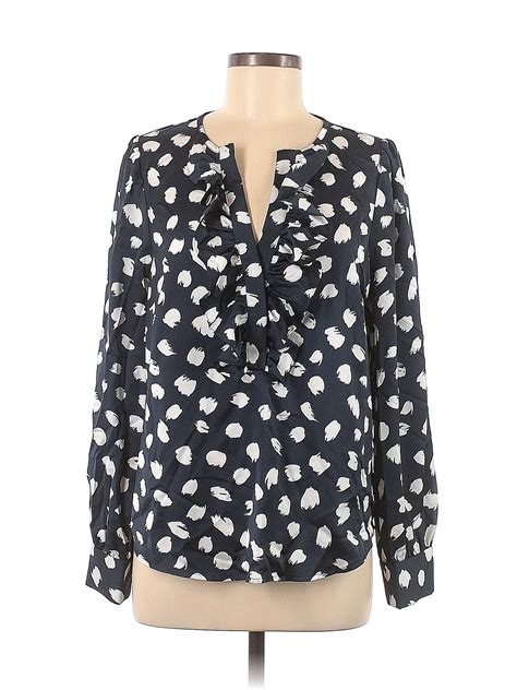 J Crew Women Blue Long Sleeve Blouse M Ebay