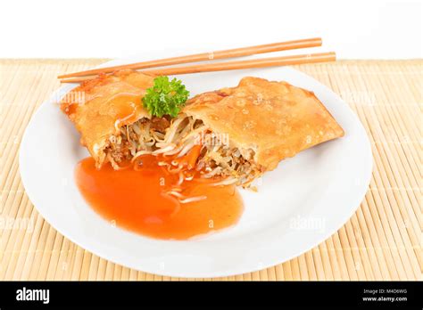 spring roll with sauce Stock Photo - Alamy