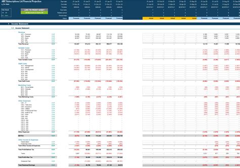 Excel Template Subscription Startup Or Existing Business Financial