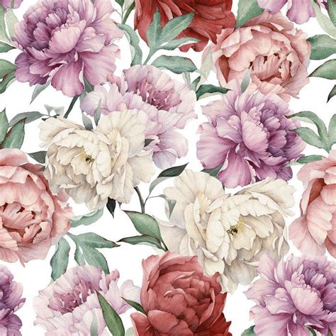 Sweet Peonies Trendy Wall Mural Peony Wallpaper Watercolor Peonies