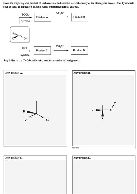 draw the major organic product of each reaction indicate the ...