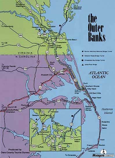 Outer Banks Map Of North Carolina Beaches