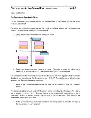 Fillable Online Find Your Way To The Ordered Pair Coordinate Plane Math