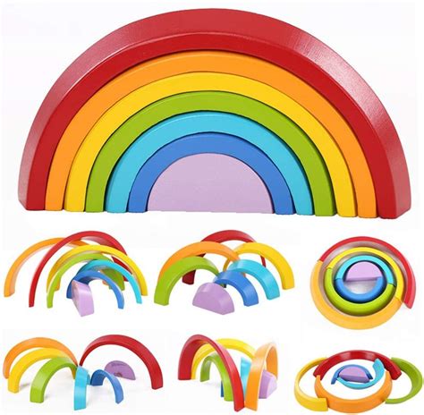 Toys And Hobbies Wooden Blocks Rainbow Wooden Toys Montessori Rainbow