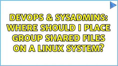 DevOps SysAdmins Where Should I Place Group Shared Files On A Linux