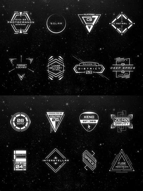 16 Sci Fi Badges Badge Design Logo Design Futuristic Typography