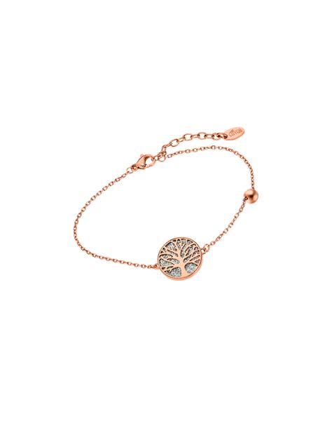 Bracelet Lotus Femme Arbre de Vie Acier Rosé Oxydes