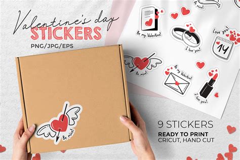 Valentine's Day 9 Printable Stickers Graphic by trumockup · Creative ...