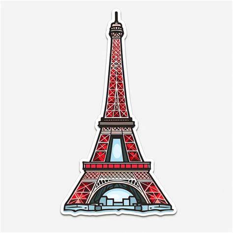 Premium Photo Eiffel Tower Cute Sticker White Background