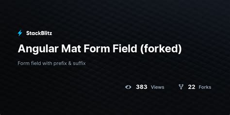 Angular Mat Form Field Forked StackBlitz