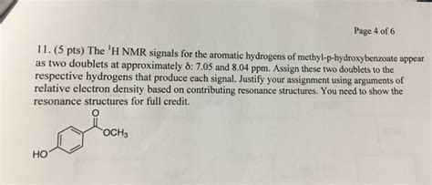 Solved The 1h Nmr Signals For The Aromatic Hydrogens Of