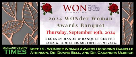 Sept 19 - WONder Woman Awards Honoring Danielle Atkinson, Dr. Donna