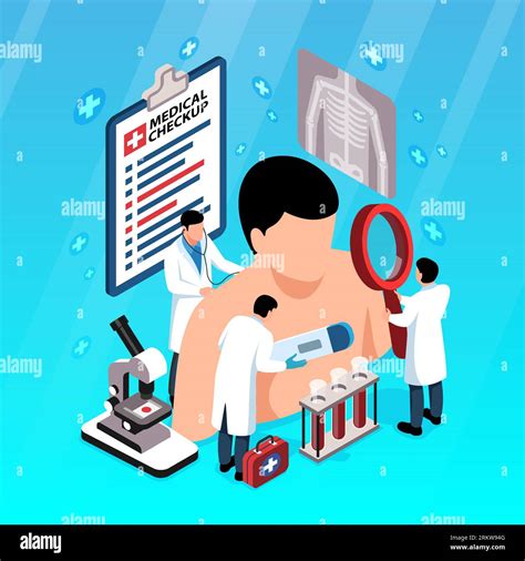 Medical Checkup Isometric Composition With Lab Equipment And Tiny