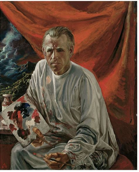 Otto Dix Self Portrait With Palette In Front Of Red Curtain 1942