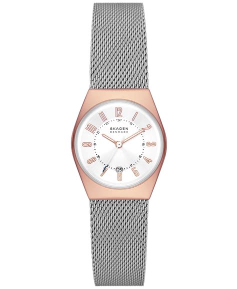 Skagen Women's Grenen Lille Solar-Powered Graystone Leather Watch, 26mm ...