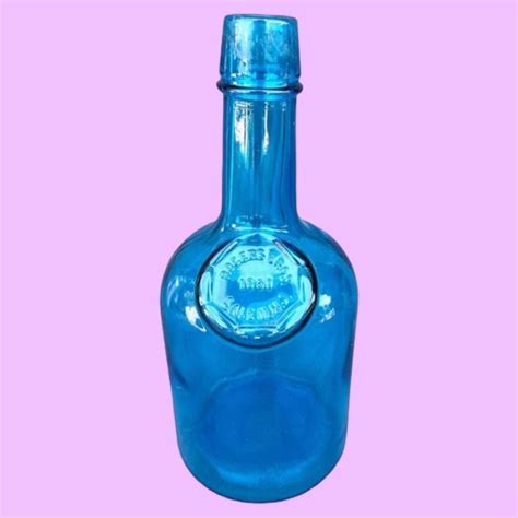 Blue Glass Bottle Etsy