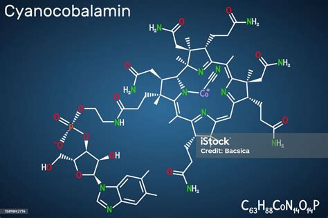 Cyanocobalamin Cobalamin Molecule It Is A Form Of Vitamin B12 Structural Chemical Formula On The