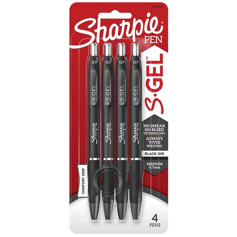 Sharpie S-Gel Gel Pens, Medium Point (0.7mm), Black Ink Gel Pen, 4 ...