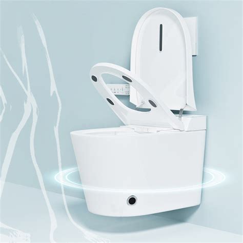 Contemporary White/Black Elongated Wall Hung Toilet Set with Heated ...