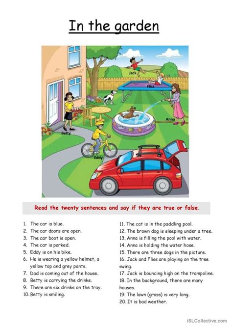 True Or False In The Garden General English Esl Worksheets Pdf Doc