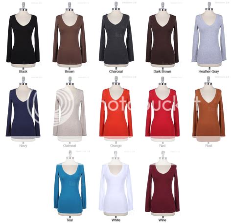 Women S Basic Cotton Casual Plain Long Sleeve V Neck Tee Shirt Top