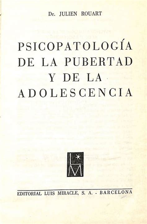 Psicopatología De La Pubertad Y De La Adolescencia By Julien Rouart