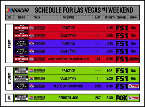 Schedule for Las Vegas #1 Weekend : r/NASCAR