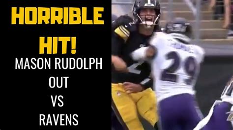 Steelers Mason Rudolph Hit Knocked Out Of Game Vs Ravens Nfl News Youtube