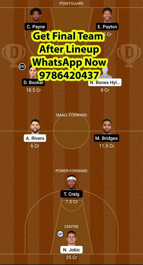 Den Vs Phx Dream Team Fantasy Prediction Nba