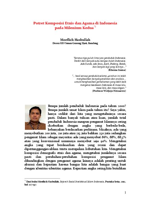 Pdf Potret Komposisi Etnis Dan Agama Di Indonesia Pada Milenium Kedua