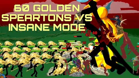 60 GOLDEN SPEARTONS VS INSANE MODE Stick War Legacy YouTube