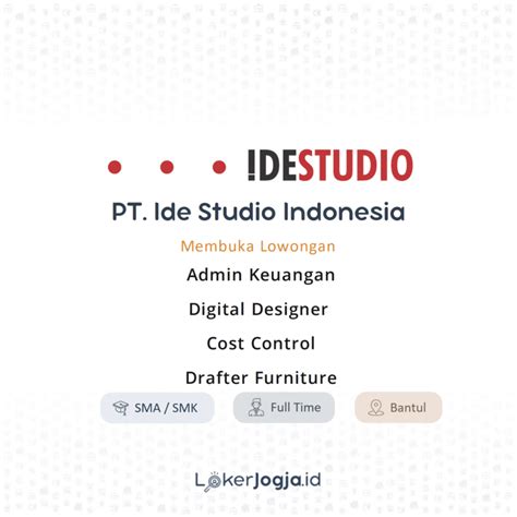 Lowongan Kerja Admin Keuangan Digital Designer Cost Control