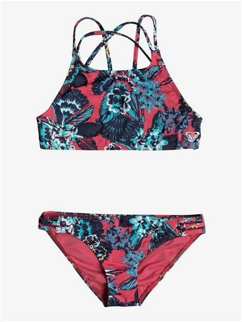 Let The Surf Crop Top Bikini Set For Girls 8 16 ERGX203119 Roxy