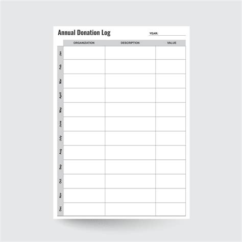Donation Trackerprintable Donations Logcharity Logcontribution List